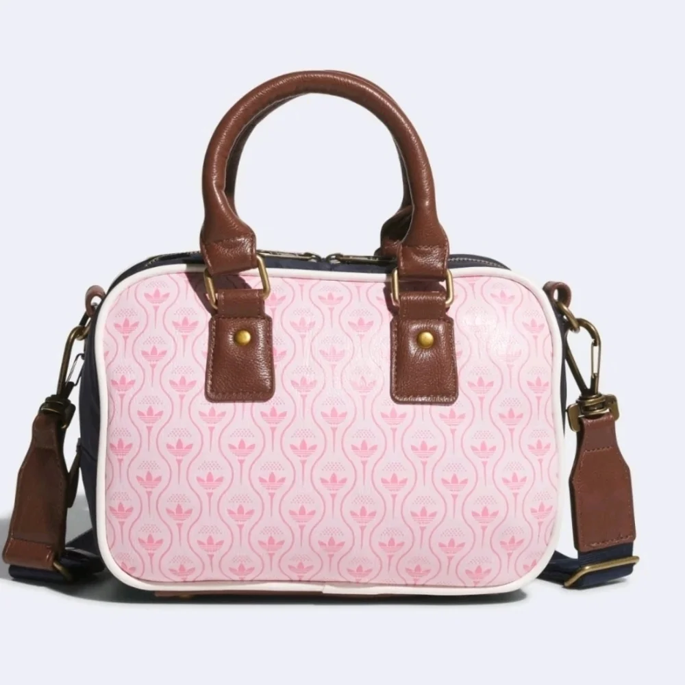 adidas Originals Pink Shoulder Bag with Brown Trim and Navy Trefoil JY9881 - Picture 3 of 7